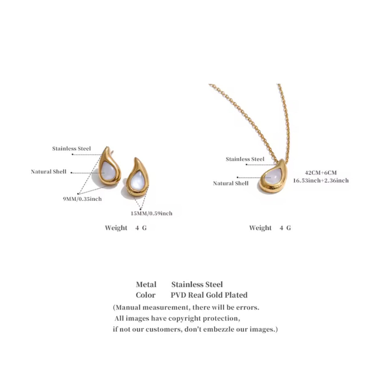 TEARDROP SHELL GOLD SET