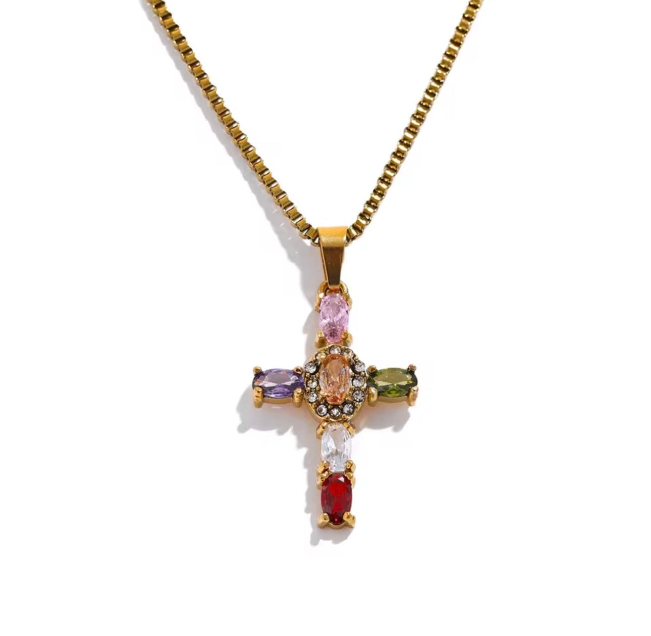 MULTICOLOR CROSS NECKLACE
