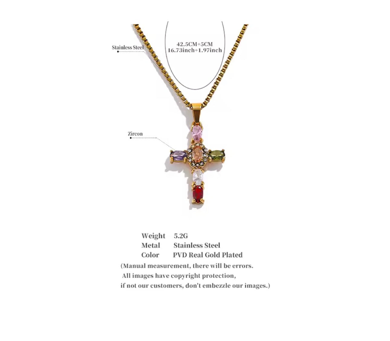 MULTICOLOR CROSS NECKLACE