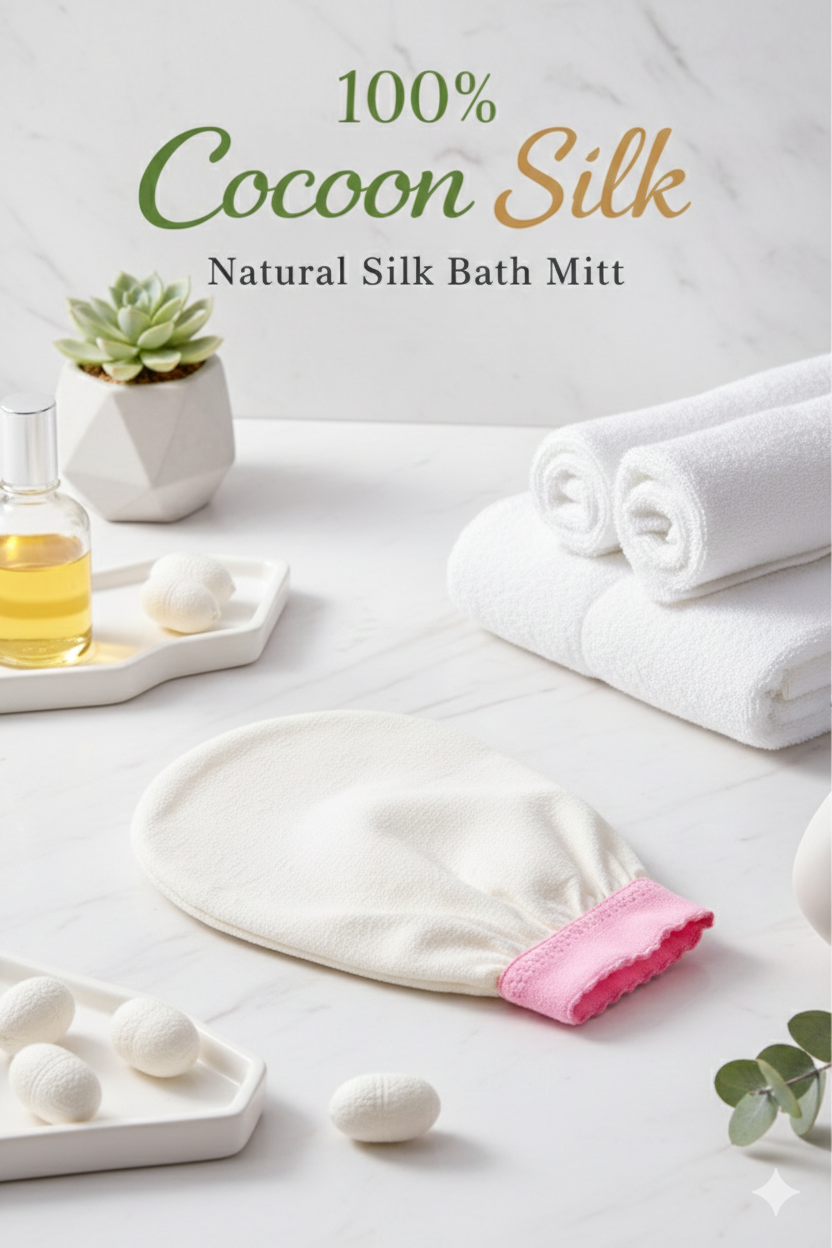 Body exfoliating silk glove